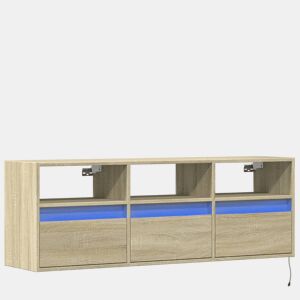 Móvel de parede p TV - Armário de TV c luzes LED 130x31x45 cm carvalho sonoma