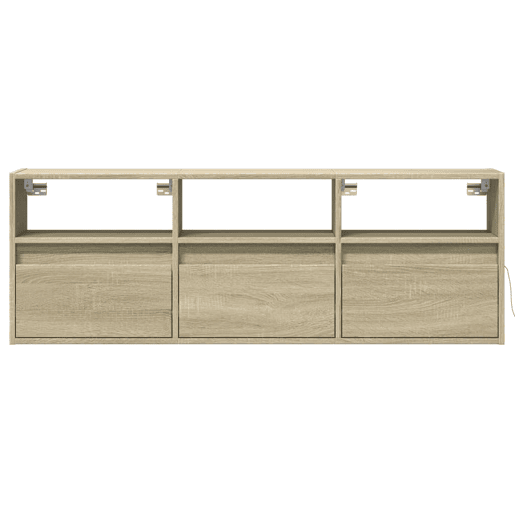 Móvel de parede p TV - Armário de TV c luzes LED 130x31x45 cm carvalho sonoma
