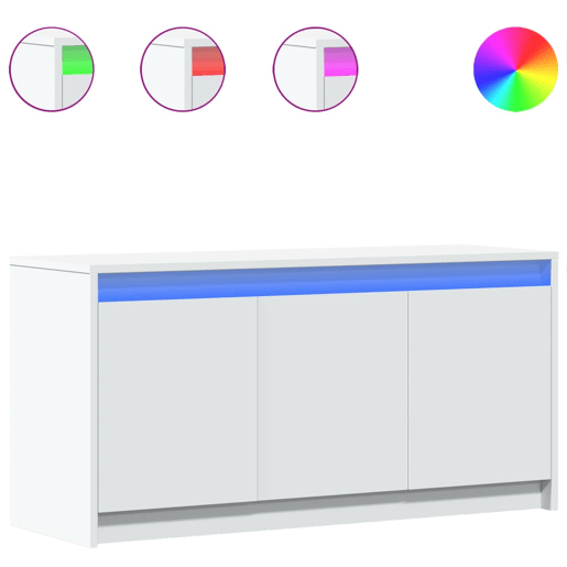 Móvel de TV - Modulo de TV - Armário de TV com luzes LED derivados de madeira branco