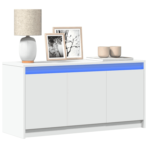 Móvel de TV - Modulo de TV - Armário de TV com luzes LED derivados de madeira branco