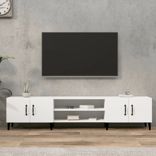 Móvel p TV, Armário de TV 180x31,5x40 cm derivados de madeira branco