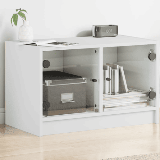 Móvel de TV - Modulo de TV - Armário de TV c portas de vidro 68x37x42 cm branco