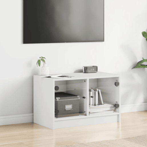 Móvel de TV - Modulo de TV - Armário de TV c portas de vidro 68x37x42 cm branco