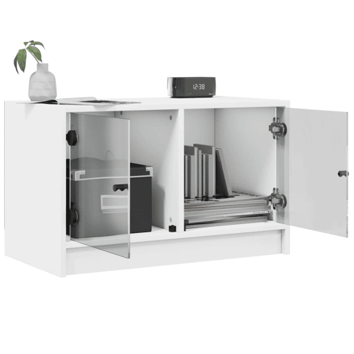 Móvel de TV - Modulo de TV - Armário de TV c portas de vidro 68x37x42 cm branco