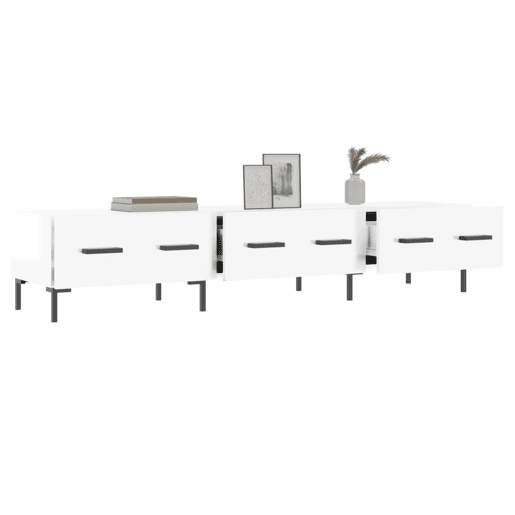 Móvel de TV - Modulo de TV - Armário de TV 150x36x30 cm derivados de madeira branco brilhante