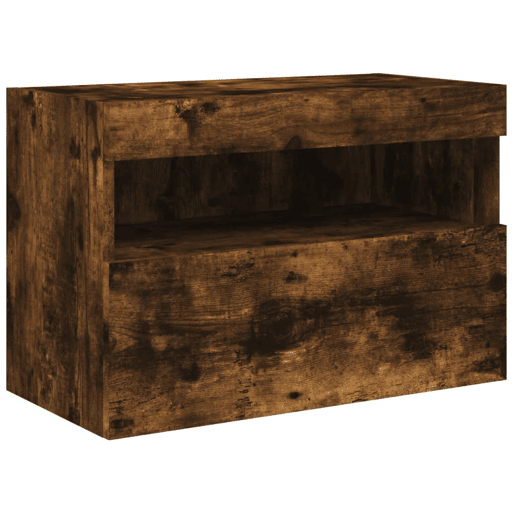 Móvel de parede p TV - Armário de TV c luzes LED 60x30x40 cm carvalho fumado