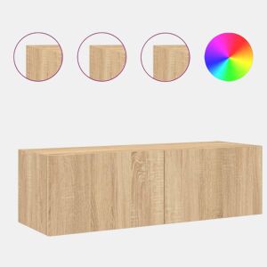 Móvel de parede p TV - Armário de TV c luzes LED 100x35x31 cm carvalho sonoma