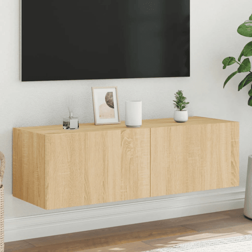 Móvel de parede p TV - Armário de TV c luzes LED 100x35x31 cm carvalho sonoma