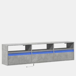 Móvel de parede p TV - Armário de TV c luzes LED 180x31x45 cm cinza cimento