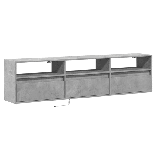Móvel de parede p TV - Armário de TV c luzes LED 180x31x45 cm cinza cimento