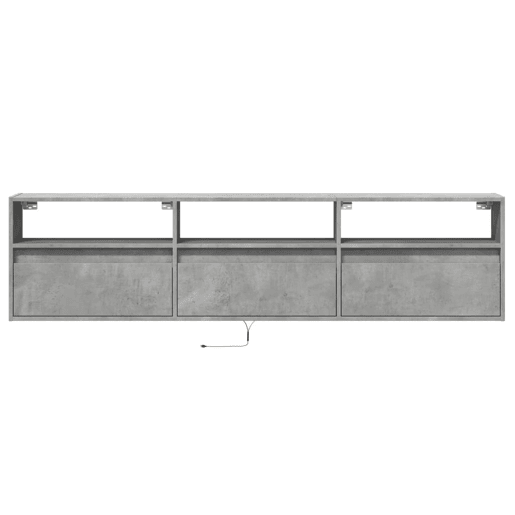 Móvel de parede p TV - Armário de TV c luzes LED 180x31x45 cm cinza cimento