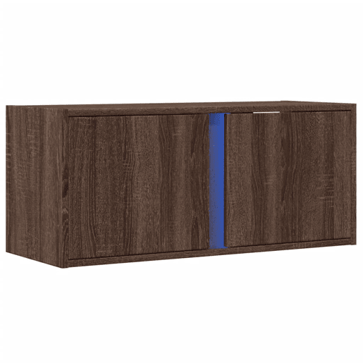 Móvel de parede p TV - Armário de TV c luzes LED 80x31x35cm carvalho castanho