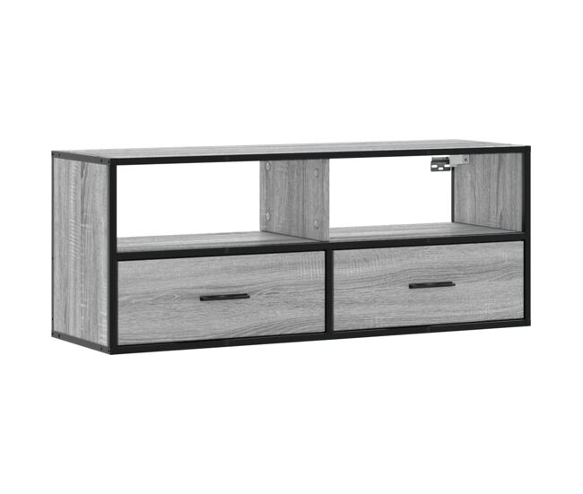 Mueble tv - mesa de tv madera y metal roble ahumado 100x31x39,5 cm