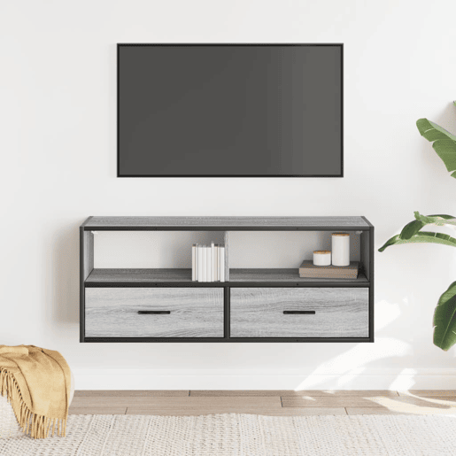 Móvel p TV, Armário de TV 100x31x39,5 cm deriv. madeirametal cinzento sonoma