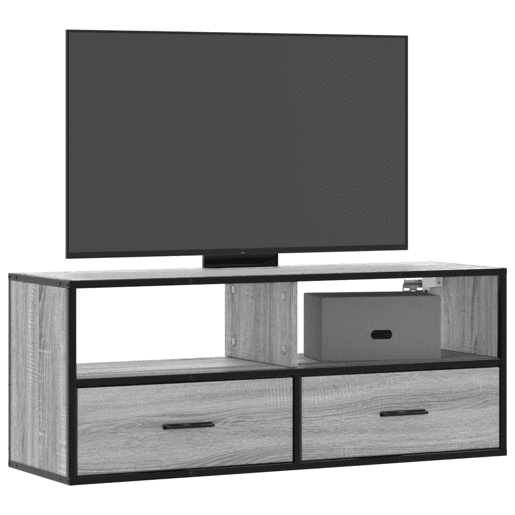 Móvel p TV, Armário de TV 100x31x39,5 cm deriv. madeirametal cinzento sonoma
