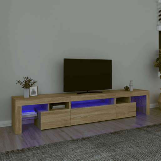Móvel de TV - Modulo de TV - Armário de TV com luzes LED 215x36,5x40 cm carvalho sonoma