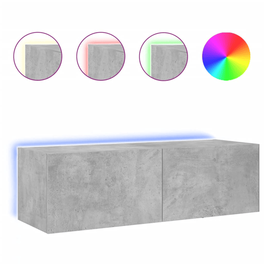 Móvel de parede p TV - Armário de TV c luzes LED 100x35x31 cm cinza cimento