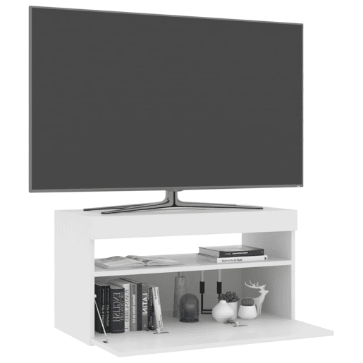 Móvel de TV - Modulo de TV - Armário de TV com luzes LED 75x35x40 cm branco