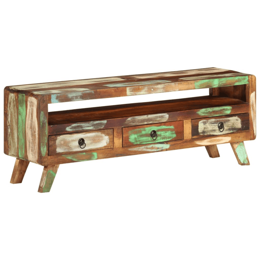 Móvel de TV - Modulo de TV - Armário de TV 110x30x40 cm madeira recuperada maciça multicor