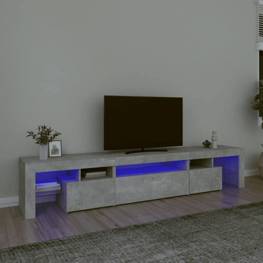 Móvel de TV - Modulo de TV - Armário de TV com luzes LED 215x36,5x40 cm cinzento cimento