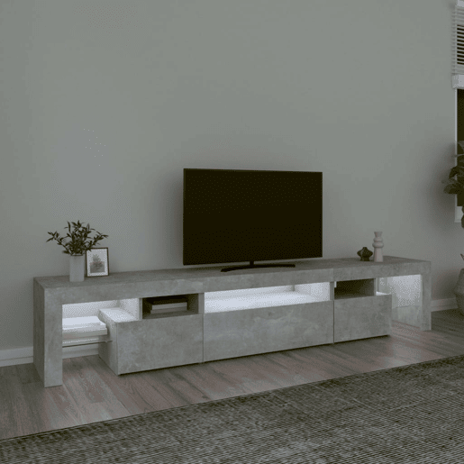 Móvel de TV - Modulo de TV - Armário de TV com luzes LED 215x36,5x40 cm cinzento cimento