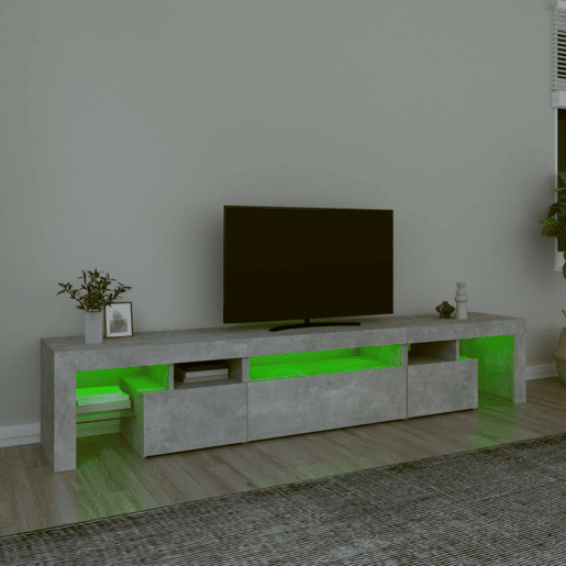 Móvel de TV - Modulo de TV - Armário de TV com luzes LED 215x36,5x40 cm cinzento cimento