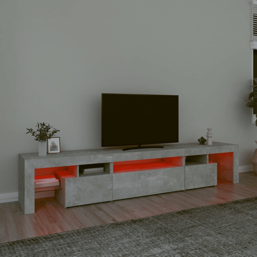 Móvel de TV - Modulo de TV - Armário de TV com luzes LED 215x36,5x40 cm cinzento cimento