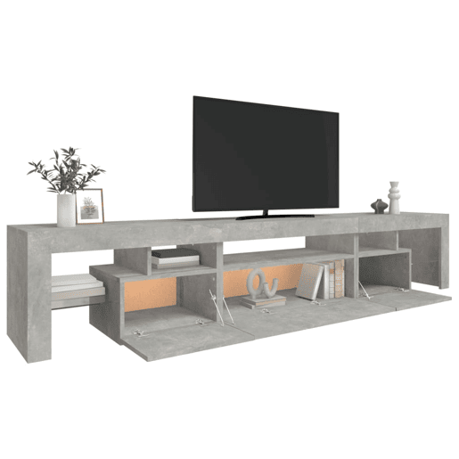 Móvel de TV - Modulo de TV - Armário de TV com luzes LED 215x36,5x40 cm cinzento cimento