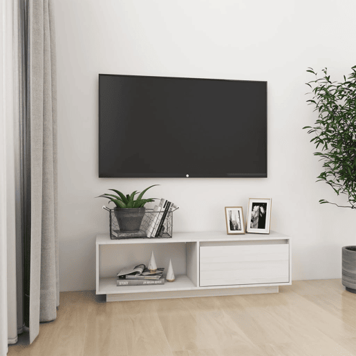 Móvel de TV - Modulo de TV - Armário de TV 110x30x33,5 cm madeira de pinho maciça branco
