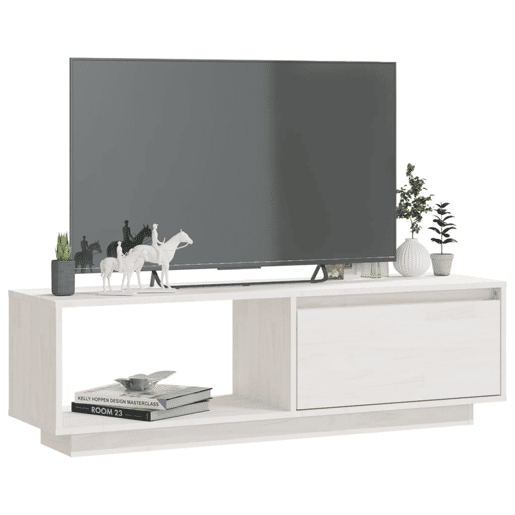 Móvel de TV - Modulo de TV - Armário de TV 110x30x33,5 cm madeira de pinho maciça branco