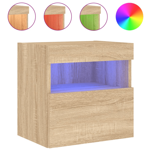 Móvel de parede p TV - Armário de TV c luzes LED 40x30x40cm carvalho sonoma