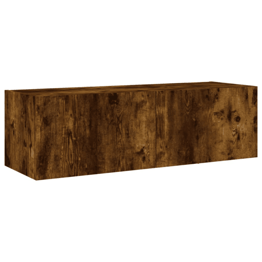 Móvel de parede p TV - Armário de TV c luzes LED 100x35x31 cm carvalho fumado