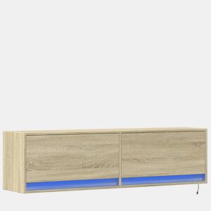 Móvel de parede p TV - Armário de TV c luzes LED 140x31x38 cm carvalho sonoma
