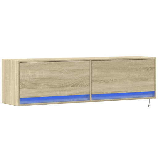 Móvel de parede p TV - Armário de TV c luzes LED 140x31x38 cm carvalho sonoma