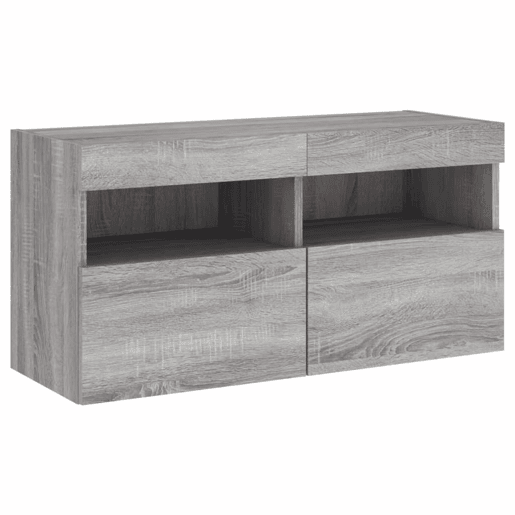 Móvel de parede p TV - Armário de TV c luzes LED 80x30x40 cm cinzento sonoma