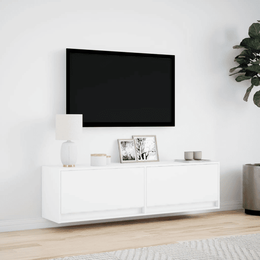 Móvel de parede para TV - Armário de TV com luzes LED 140x31x38 cm branco