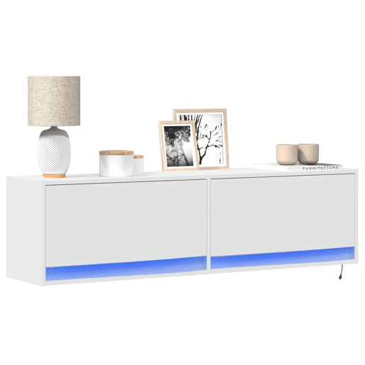 Móvel de parede para TV - Armário de TV com luzes LED 140x31x38 cm branco