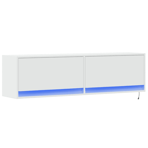 Móvel de parede para TV - Armário de TV com luzes LED 140x31x38 cm branco