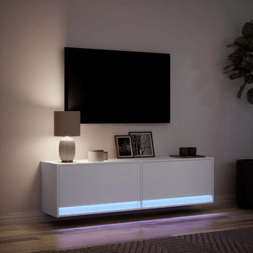 Móvel de parede para TV - Armário de TV com luzes LED 140x31x38 cm branco