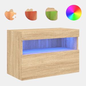 Móvel de parede p TV - Armário de TV c luzes LED 60x30x40 cm carvalho sonoma