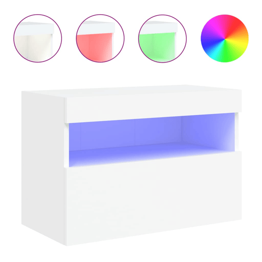 Móvel de parede para TV - Armário de TV com luzes LED 60x30x40 cm branco
