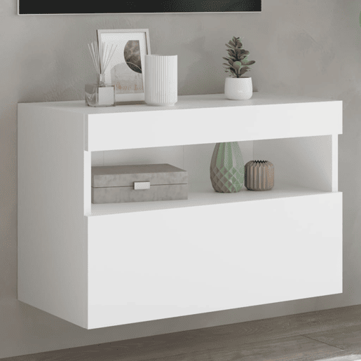 Móvel de parede para TV - Armário de TV com luzes LED 60x30x40 cm branco