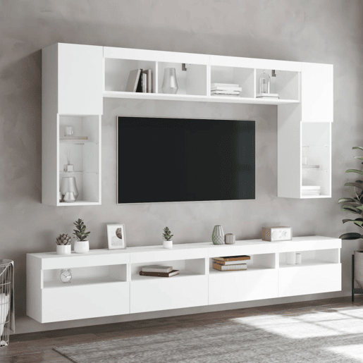 Móvel de parede para TV - Armário de TV com luzes LED 60x30x40 cm branco