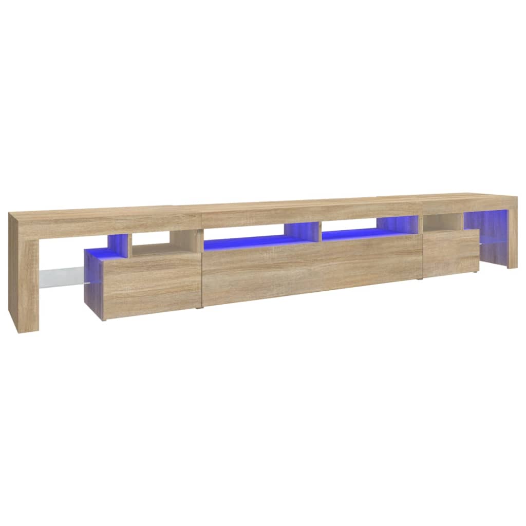 mueble tv - mesa de tv con luces led roble sonoma 260x365x40 cm