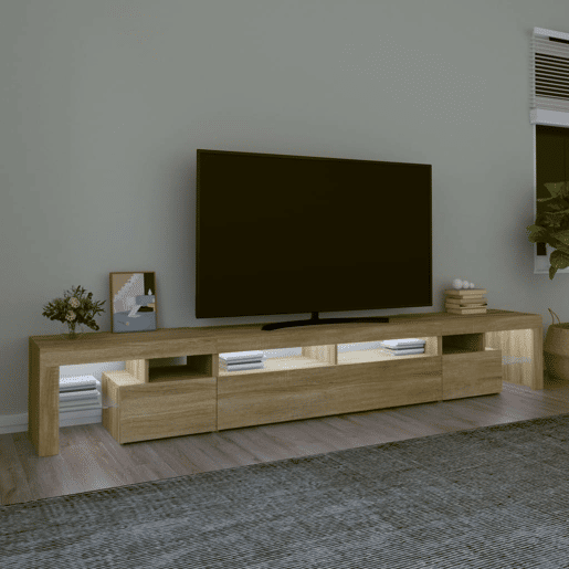 Móvel de TV - Modulo de TV - Armário de TV com luzes LED 260x36,5x40 cm carvalho sonoma