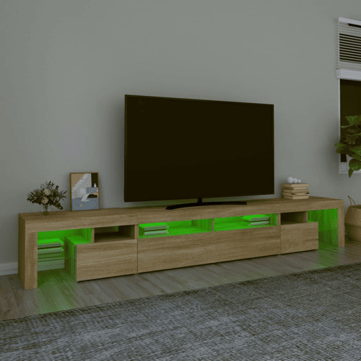 Móvel de TV - Modulo de TV - Armário de TV com luzes LED 260x36,5x40 cm carvalho sonoma
