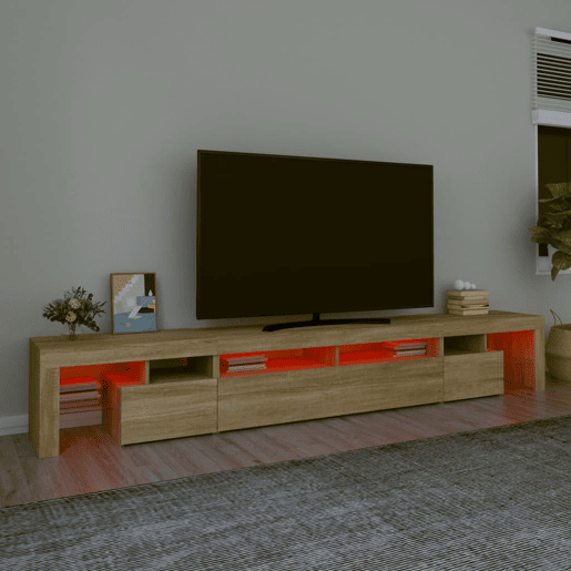 Móvel de TV - Modulo de TV - Armário de TV com luzes LED 260x36,5x40 cm carvalho sonoma