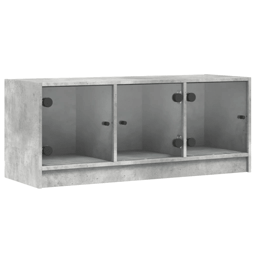 Móvel de TV - Modulo de TV - Armário de TV c portas de vidro 102x37x42 cm cinza cimento