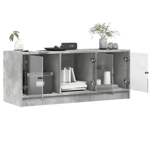 Móvel de TV - Modulo de TV - Armário de TV c portas de vidro 102x37x42 cm cinza cimento