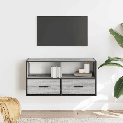 Móvel p TV, Armário de TV 80x31x39,5 cm deriv. madeirametal cinzento sonoma